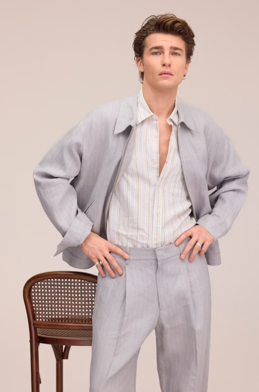 NN07 - Petrus Grey Stripe Jacket 1455