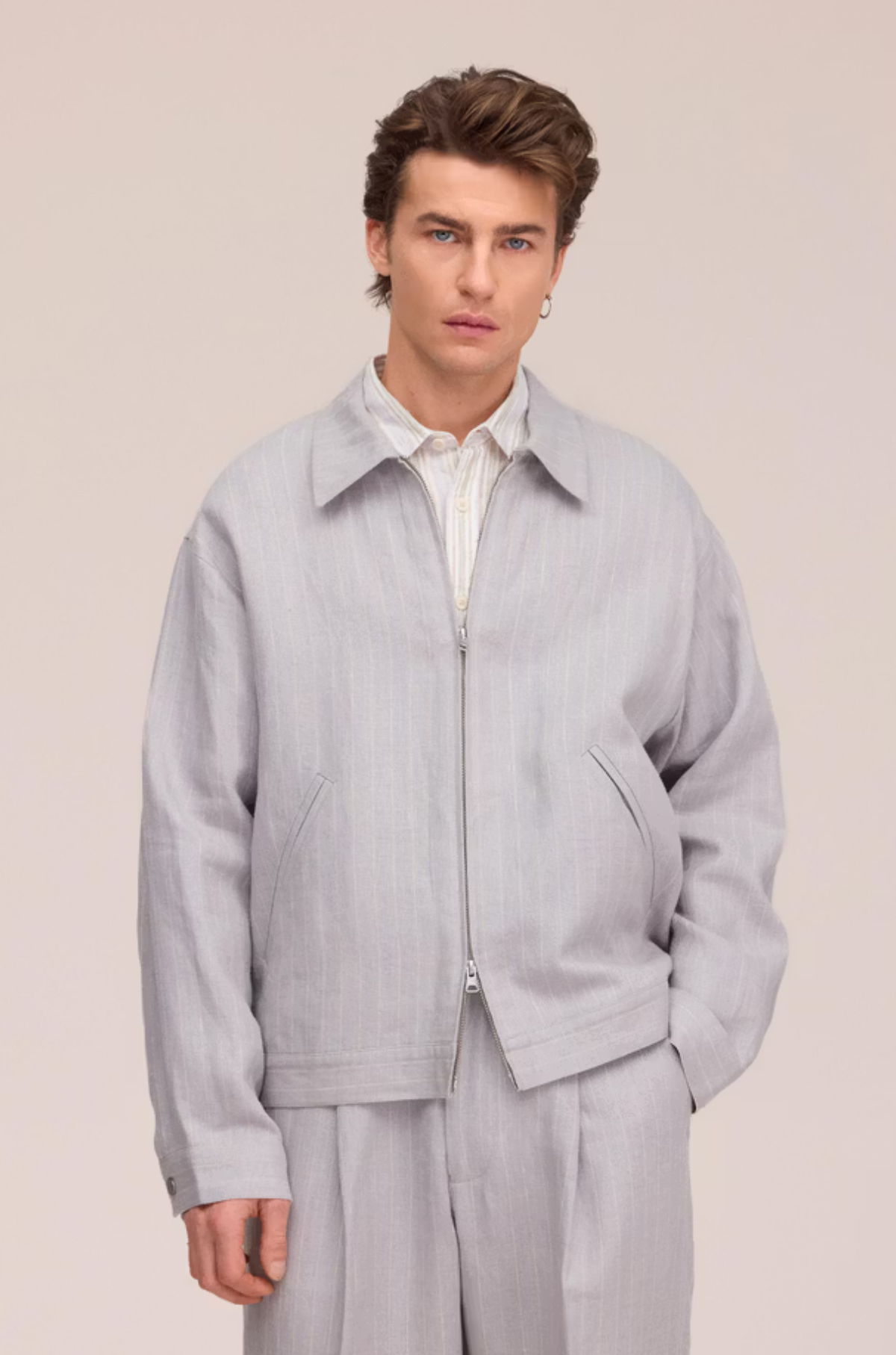 NN07 - Petrus Grey Stripe Jacket 1455