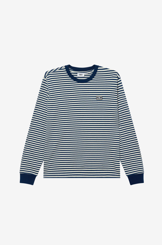 Obey - EST Works Eyes LS Stripe Shirt Navy Peony Multi