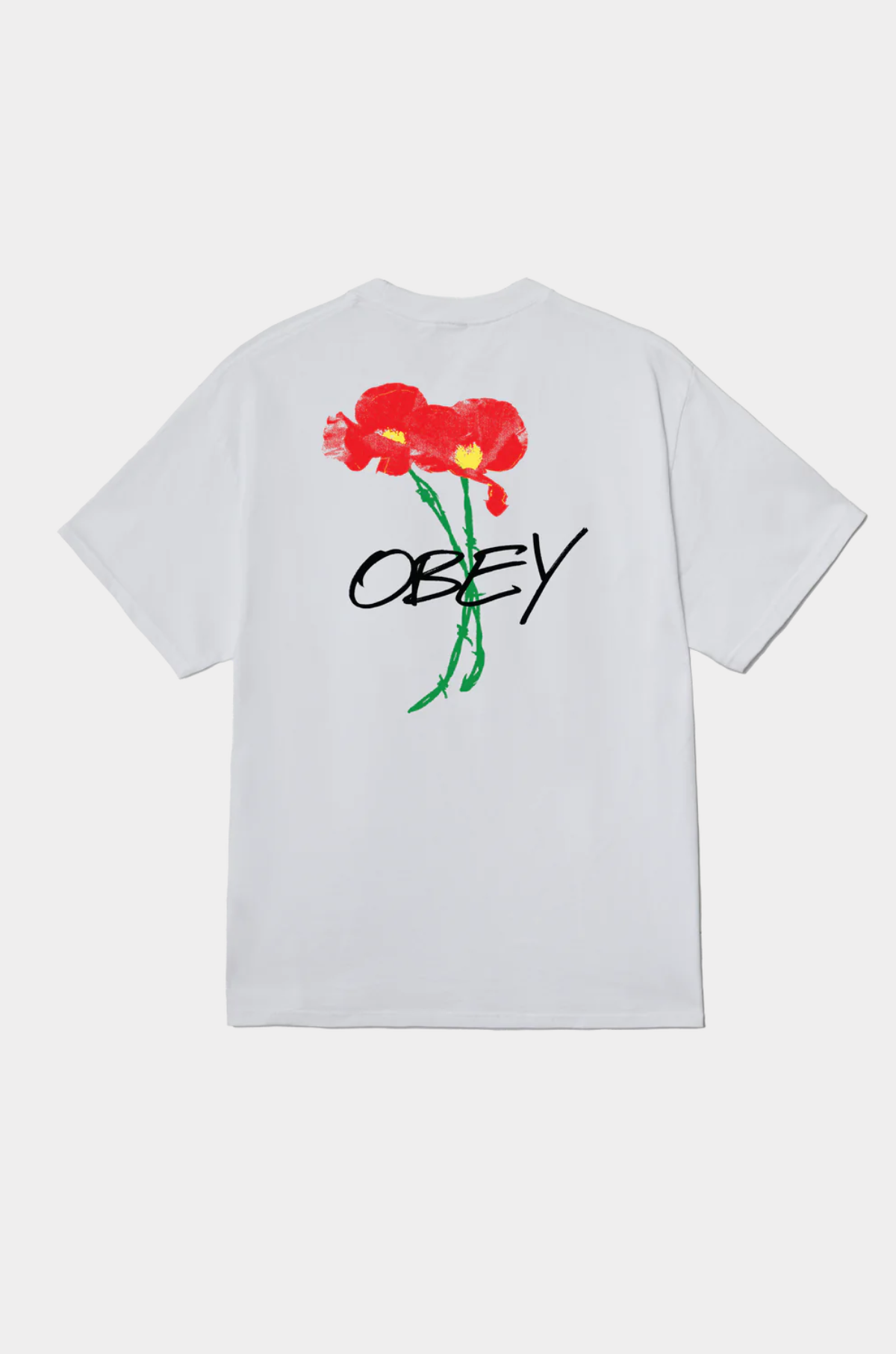 Obey - Poppies Classic T-Shirt White Flower Backprint