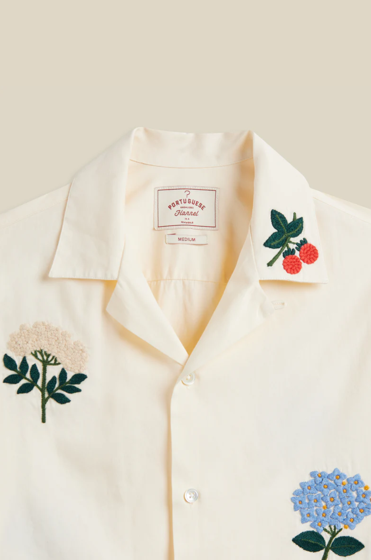 Portuguese Flannel - Embroidery Flowers Shirt