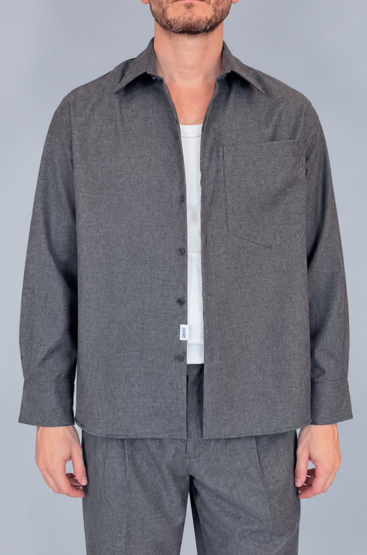 Studio Seidensticker - Cropped Shirt Wool Flannel Grey
