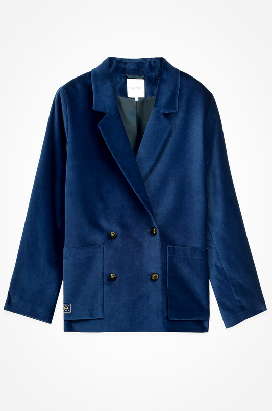 Amendi - Ebba Velvet Blazer Jacket Serious Blue